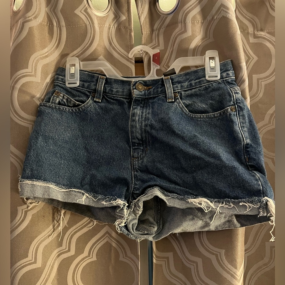 Fringed Blue Denim Shorts Liz Claiborne
